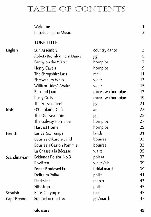 Contents Delicious Duets, contents page
